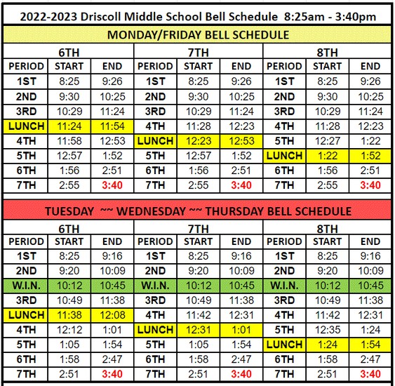 Bell Schedule